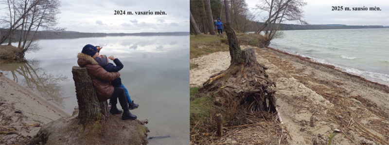 Pernai vasarį Dusios vanduo buvo bene keliais metrais arčiau kranto. Redakcijos nuotr.